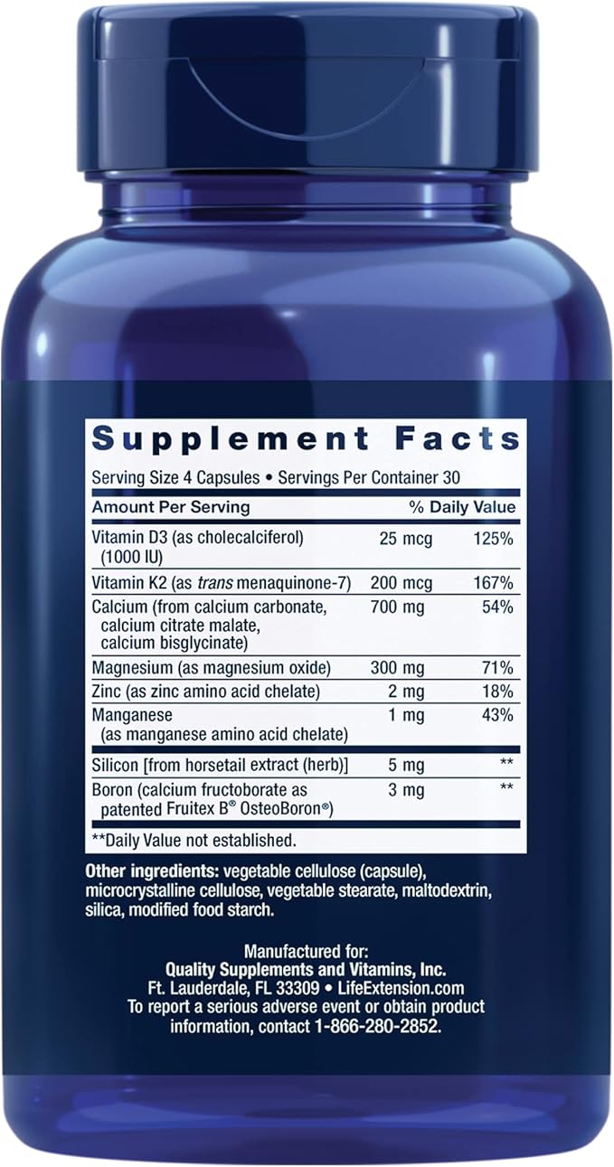 Life Extension Bone Restore + Vitamin K2 Vitamins &amp Minerals Maintain Bone Health &amp Strength &amp One-Per-Day Multivitamin – Packed with Over 25 Vitamins
