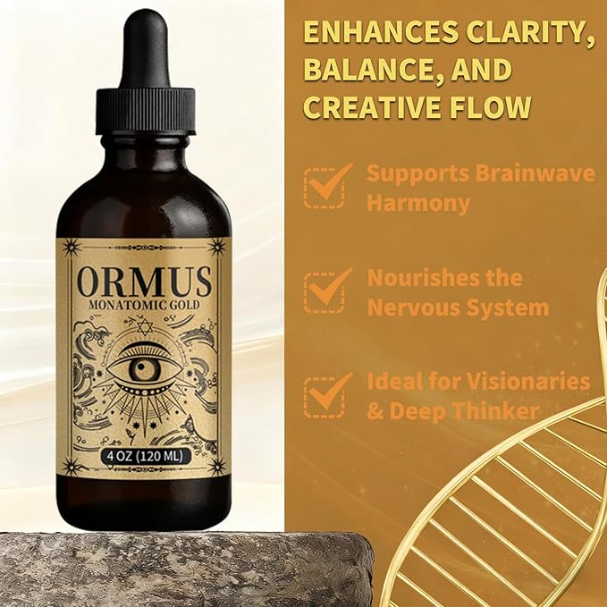 ORMUS Gold Oil PINEAL Gland - Liquid Gold Organic Enhance Cellular Health Increased Energy &amp Vital Force Cleanse Your pineal Gland | 4oz
