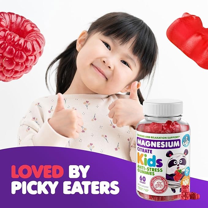 DR. MORITZ Sugar-Free Calm Magnesium Gummies for Kids and Adults - Non-GMO Magnesium Citrate Gummies - Raspberry Flavor - 2-Pack (60 Count)