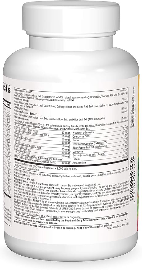 Source Naturals Life Force Green Multiple Energy Activator with Superfoods* -180 Tablets