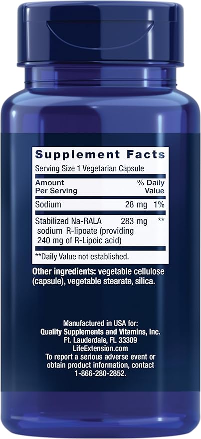 Life Extension Super R-Lipoic Acid – Healthy Aging oxidative Stress Defense – with 240 mg of Active R-Form of R-Lipoic Acid – Gluten-Free – Non-GMO – Vegetarian – 60 Capsules