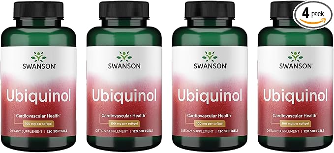 Swanson Ubiquinol - 100 mg - for Heart Health Brain Energy &amp Antioxidant Support - Aids ATP Production* - Non-GMO - 120 Softgels (4 Pack)