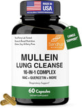 Sandhu's Mullein Capsules for Lungs with Quercetin | Mullein Leaf Extract Supplement for Immune Lung &amp Respiratory Health Support | for Men &amp Women | 60 Count (Pack of 1)