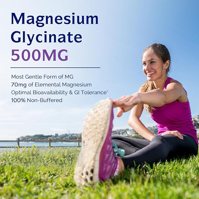 Innate Vitality Magnesium Glycinate 500mg | 70mg Elemental Magnesium Supplement - High Absorption Non Buffered Non-GMO &amp No Gluten - Vegan - Nerve Health - 120 Capsules (Pack of 2)