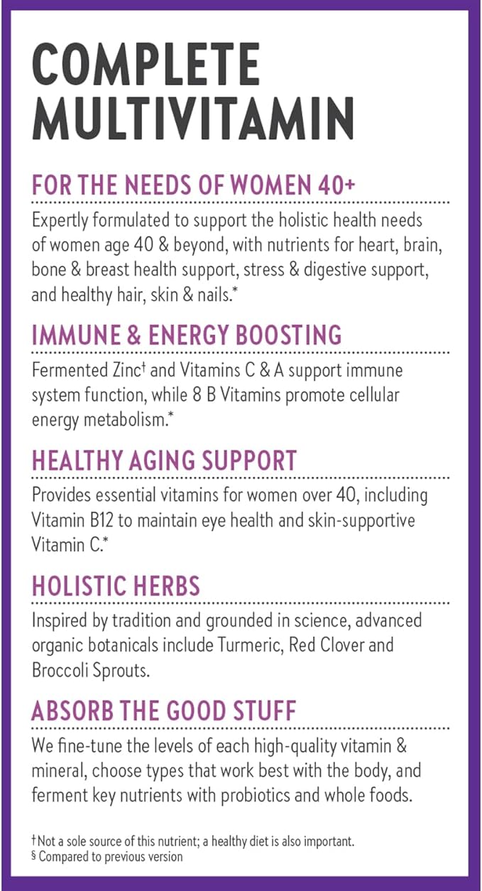 New Chapter Women’s Multivitamin 40+ Extra B6 &amp B12 Biotin for Hair Growth D3 VIT C Zinc for Immune &amp Stress Support Gentle on an Empty Stomach Non-GMO Gluten-Free 96 Tablets (Pack o