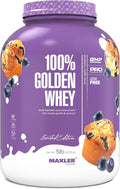 Maxler 100% Golden Whey Protein - 24g of Protein per Serving - Whey Protein Powder for Pre Post Workout - Fast-Absorbing Whey Concentrate Isolate &amp Hydrolysate Blend - Blueberry Muffin 5 lb