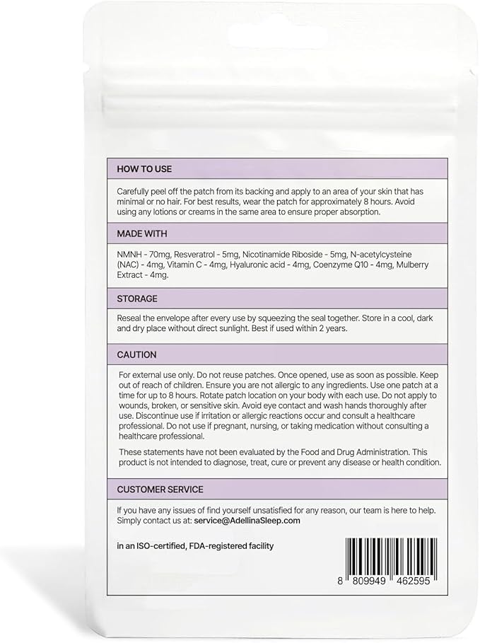 NAD+ Patches for Women 60 Count: Advanced Formula with NMNH Nicotinamide Coq10-2 Months Pack