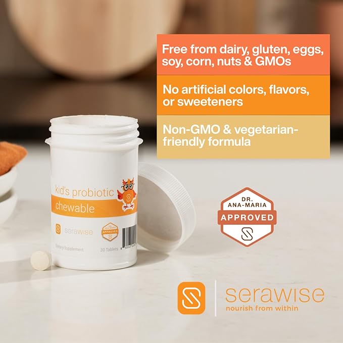 Kid’s Probiotic Chewable by Dr. Ana Maria Temple | Synergistic Probiotic Formula Offering 10 billion (CFUs) Per Dose | 11 Diverse Strains | Natural Mixed Berry Flavor 30 Chewable Tablets