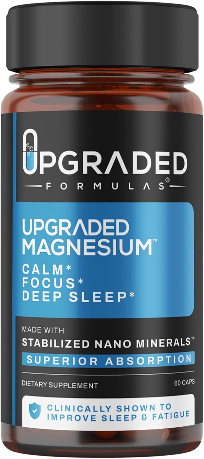 Upgraded Formulas Nano Magnesium Supplement 3rd Party Clinical Trial Improves Deep Sleep up to 250% REM Sleep Up to 160% in only 14 Nights - Enhances Calm 60 Capsules