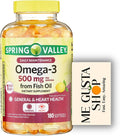 Spring Valley Omega 3 500mg 180 Softgels from Fish Oil Dietary Supplements + me Gusta Sticker