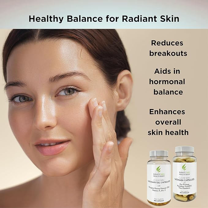 Clear Skin Acne Vitamin System | 20 Antioxidants Botanicals &amp Minerals | 60 Count Pack of 2