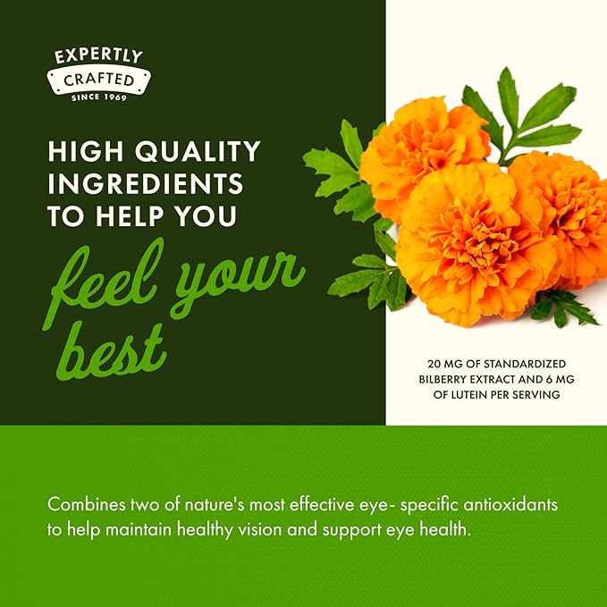 Swanson Standardized Lutein &amp Bilberry - Natural Supplement Promoting Eye Sight &amp Eye Health - Formula to Help Reduce Eye Fatigue &amp Strain - (120 Softgels) (Pack of 2)