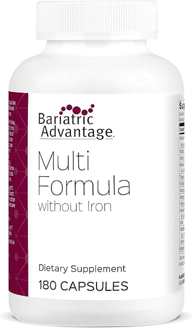 Bariatric Advantage Multi Formula without Iron High Potency Daily Multivitamin for Bariatric Surgery Patients with 22 Essential Vitamins and Nutrients - 180 Capsules
