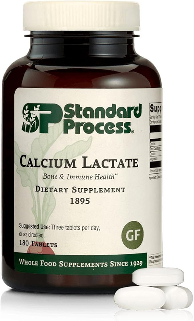 Standard Process Calcium Lactate Bone &amp Immune Health Dietary Support - Vegan Gluten-Free Non-Dairy Non-Soy &amp Non-Grain - Bone Joint &amp Health Support - 180 Tablets