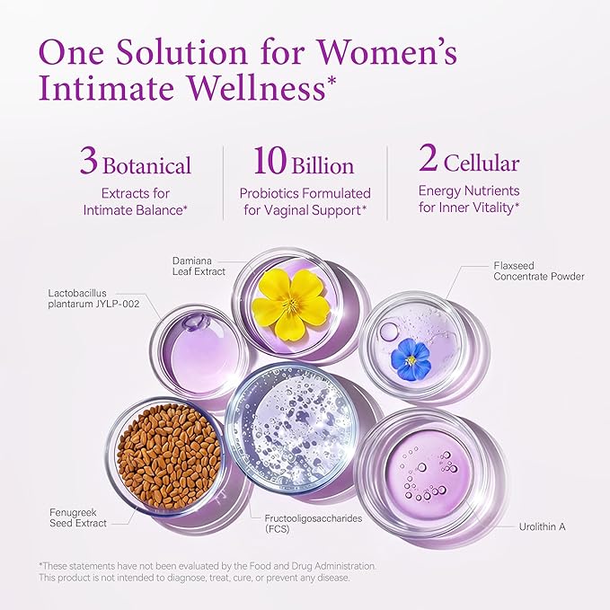 LAIFE Vaginal Probiotics for Women 10 Billion CFU Vaginal-Specific Probiotic Capsules with Prebiotics Damiana &amp Herbal Extracts Supports pH Balance Feminine Health &amp Daily Wellness 60 Cap