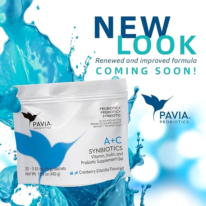 Pavia Live Probiotics Bio-Gel with Collagen | Probiotics &amp Prebiotics with Antioxidants | Digestive Support | 1 Billion Live Cultures | Fruit &amp Vanilla Flavor | 30 Sachets