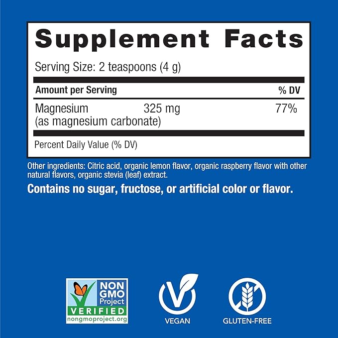 Natural Vitality Calm Magnesium Citrate Supplement Anti-Stress Drink Mix Powder Gluten Free Vegan &amp Non-GMO Raspberry Lemon 0.12 oz 30 Packets