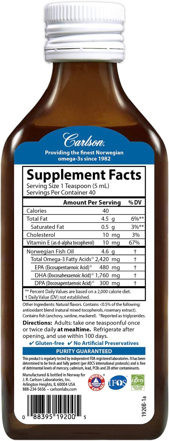Carlson - Super DPA 2420 mg Omega-3s 300 mg DPA Heart Health Cognitive Function Berry Lemonade 200 mL (6.7 fl oz)