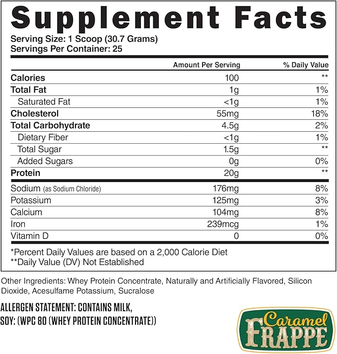 Steel Supplements Whey-Pro | Whey Protein Powder for Men and Women | Caramel Frappe | 25 Servings (1.69lbs) | BCAA Amino Acids | Essential Amino Acids | Gluten Free | Low Carb