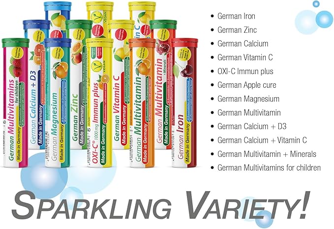 T&ampD German Multivitamin Drink Effervescnet Tablets 140 Servings Orange Flavour - Vitamin C E B1 B2 B6 B12 Biotin Folic Acid Niacin Pantothenic Acid Pharma – Made in Germany