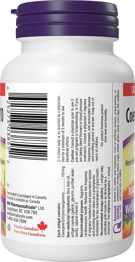 Webber Naturals Coenzyme Q10 100 mg 60 softgels