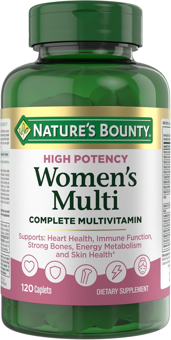 Nature’s Bounty High Potency Women’s Complete Multivitamin Daily Vitamin with Vitamin C Supports Heart Health &amp Immune Function Essential Nutrition for Women 120 Caplets