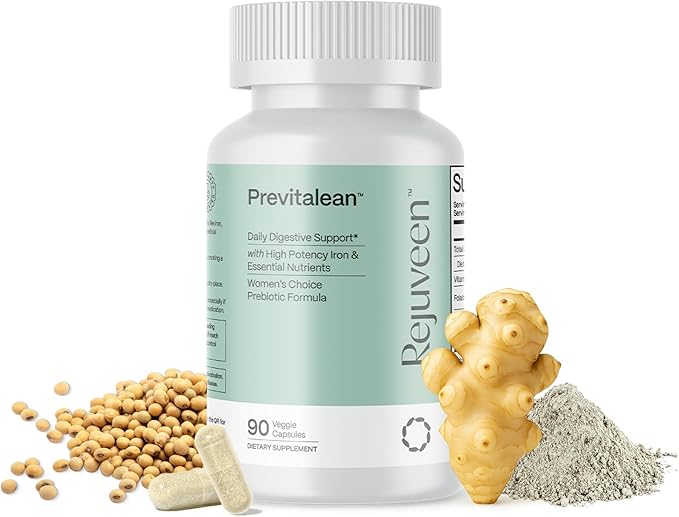 Previtalean | Prebiotic Fiber Supplement for Women | Supports Gut Health &amp Red Blood Cell Production | Contains Highly Bioavailable Iron Folate &amp Vitamin B12 | 90 Ct 30 Servings