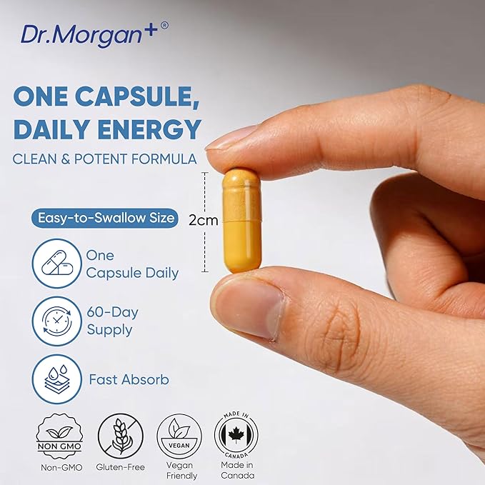 Dr. Morgan PQQ 20mg (Pyrroloquinoline Quinone) &amp CoQ10 100mg - Mitochondrial Energy &amp Cellular Vitality Support - Cognitive Antioxidant Formula - 60 Capsules Non-GMO