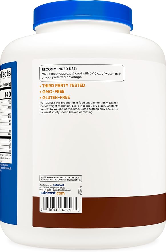 Nutricost Grass-Fed Whey Protein Concentrate (Chocolate) 5LBS - Undenatured Non-GMO Natural Flavors…