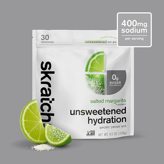 Skratch Labs Unsweetened Hydration Sport Drink Mix | Sugar Free | Electrolytes Booster | Salted Margarita - 30 Servings | Non-GMO Vegan Kosher Keto Paleo