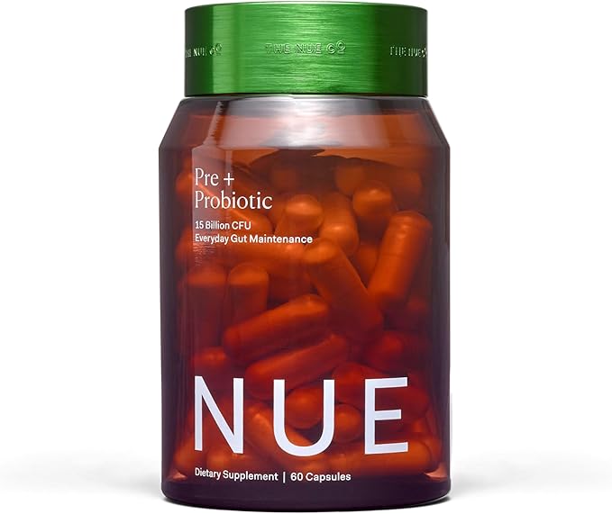 The Nue Co. Pre + Probiotic Supplement - Synbiotic &amp Spore Based Formula for Daily Gut Balance - Vegan &amp Gluten Free Immune Supplement - Supports Digestive Wellness Immunity &amp Skin | 60 C