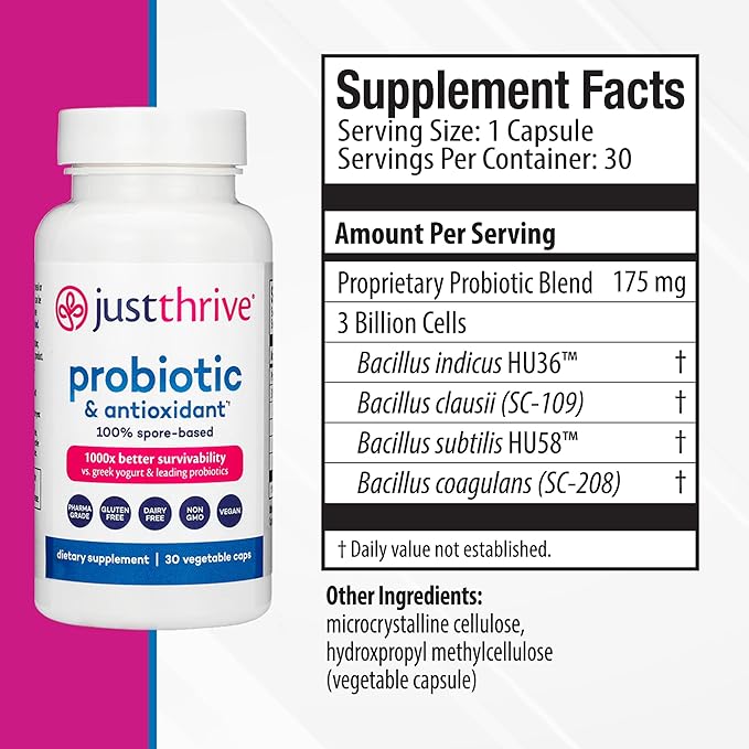 Just Thrive Core Health Complete Capsules Bundle – Probiotic PREbiotic Daily Gut Detox and Vitamin K2-7– Advanced Digestive Detox and Circulatory Support for Complete Body Wellness