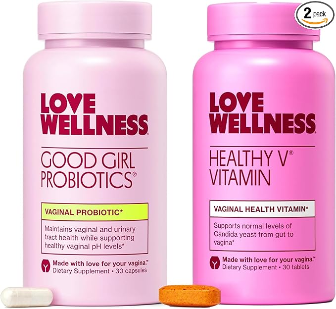 Love Wellness Good Girl Probiotics and Healthy V Vitamin | Womens Wellness Duo | Womens Probiotics Supplements for pH Balance and Vaginal Health
