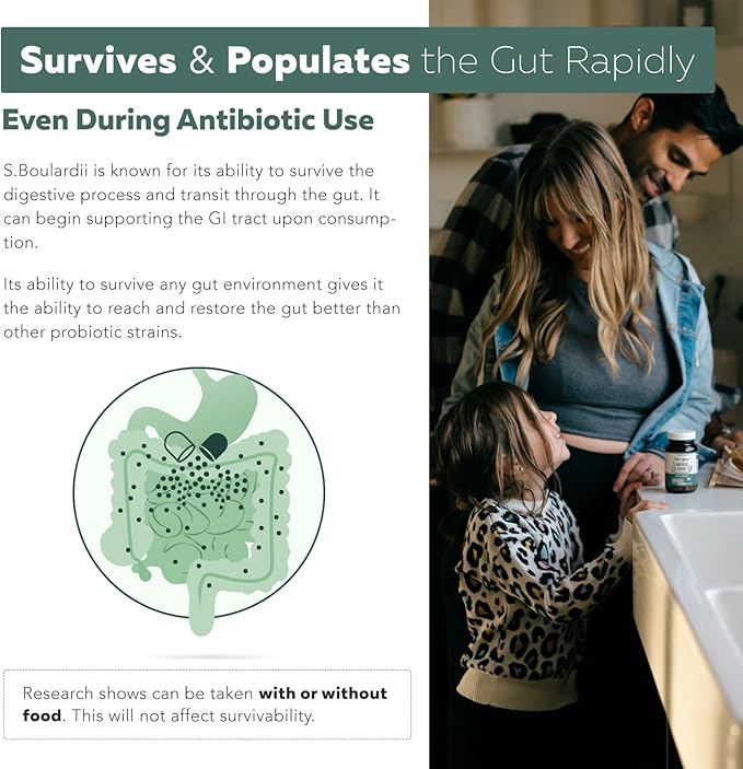 Organic Saccharomyces Boulardii - 10 Billion CFU - Clinically Validated CNCM I-1079 Probiotic Strain - Gut Digestion &amp Healthy Bowel Support - First Organic Form of S. Boulardii Probiotic - 60 Co