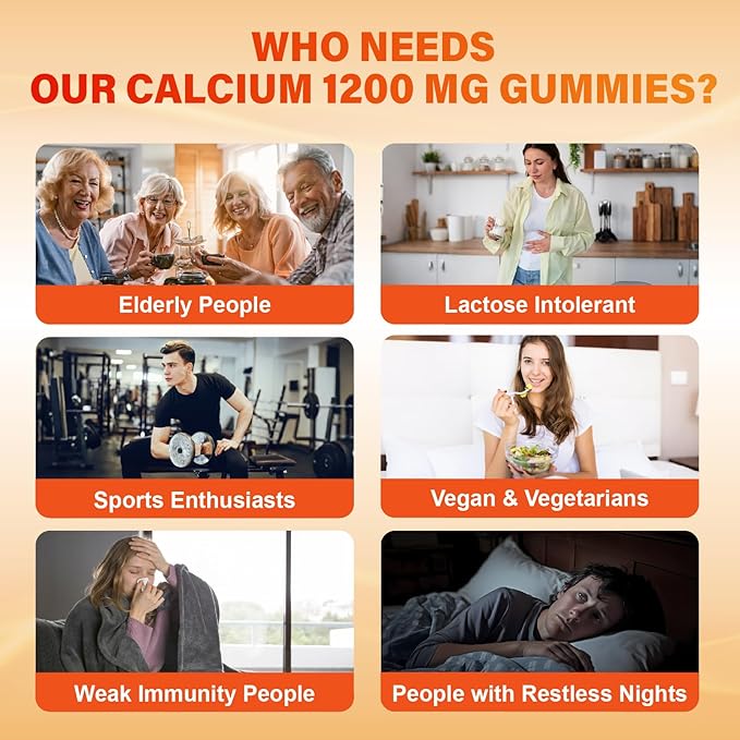 Calcium 1200 mg with Vitamin D3 Gummies for Adults - Calcium Citrate with Vitamin D3 K2 Magnesium Zinc Boron Copper and Ashwagandha - Extra Absorption Calcium Supplement for Women Men