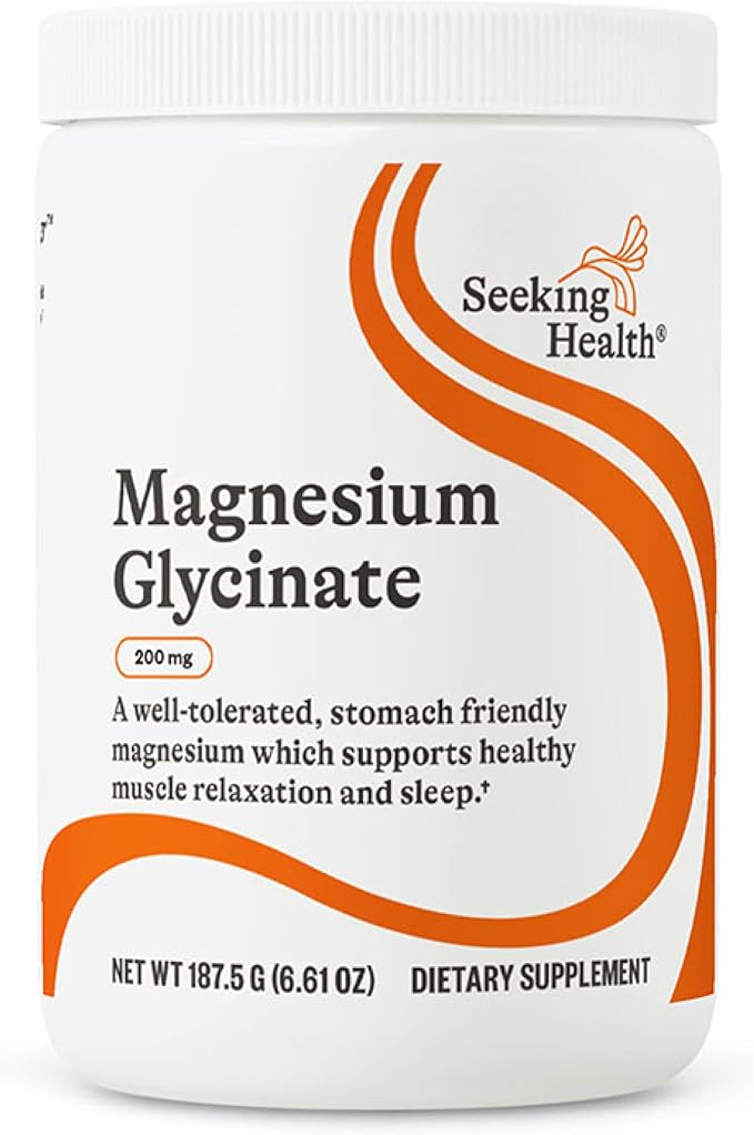 Seeking Health Magnesium Glycinate Powder 200 mg per Serving Bioavailable Bisglycinate Chelate Support Sleep and Relaxation Natural Energy Vegetarian (75 Servings)