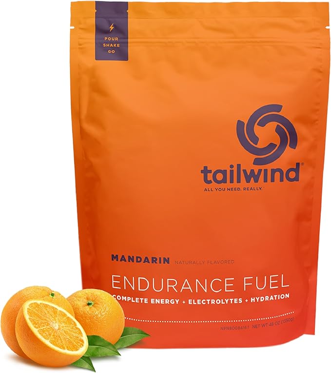 Tailwind Nutrition Endurance Fuel Carbohydrate &amp Electrolyte Sports Drink Mix Powder Gluten-Free Vegan Mandarin 50 Servings