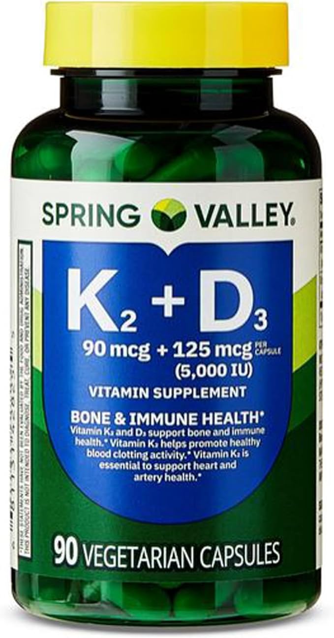 Vitamin K2 (90mcg) + D3 (125mcg) Vegetarian Capsules 90 Count
