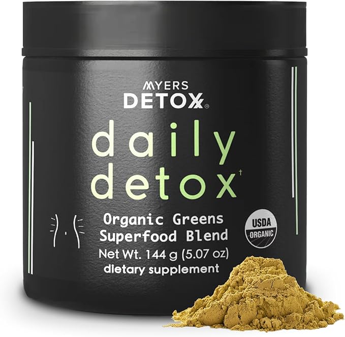 Daily Detox Greens Powder Organic Superfood Supplement for Detox Gut Health Energy Immune Support Overall Wellness Gluten Free Multivitamin Drink Mix Vegan Non GMO 30 Servings