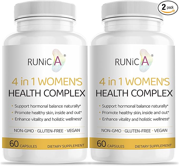 4in1 Women's Hormone &amp Beauty Complex | Menopause Relief Supplement for Hot Flashes Night Sweats &amp Mood | Soy Isoflavones Pueraria Rosehip &amp Evening Primrose - 60-Day Routine Bundle