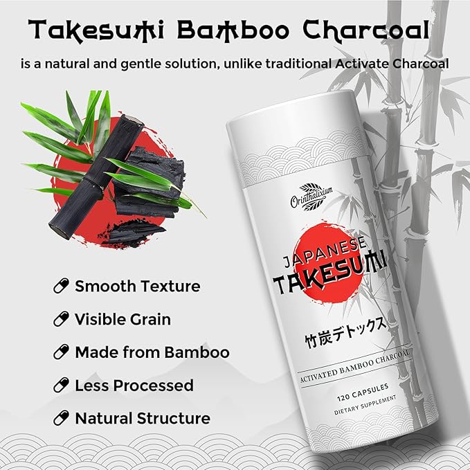 Takesumi Activated Charcoal 2000mg – Activated Charcoal from Bamboo for Max Absorption Detox &amp Gut 120 Vegan Capsules