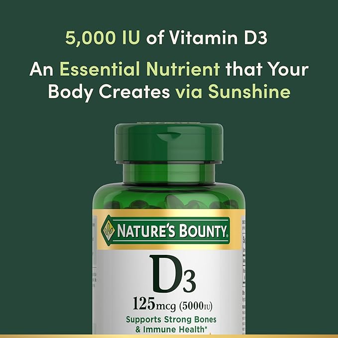 Nature's Bounty Vitamin D3 5000 IU Softgels Rapid Release Immune Support Vitamin D Supplements 240 Ct