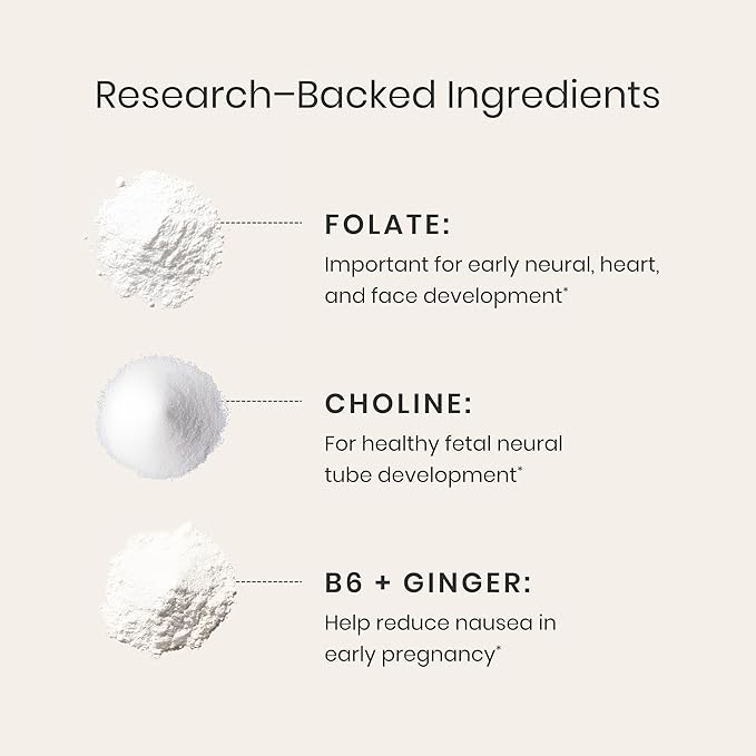 Perelel 1st Trimester Prenatal Pack Multivitamin with Folate Vitamin D Omega 3 Iron &amp Ginger Nutritional Support for Early Pregnancy Soy &amp Gluten Free Non GMO 30 Daily Pill Packs