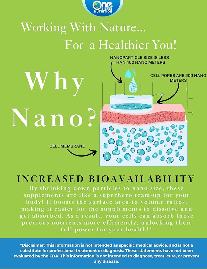 One Planet Nutrition Nano Curcumin 500 mg Veggie Capsules (60 Servings) Nano for High Absorption Supports Overall Wellness Non-GMO Vegan Gluten-Free