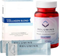 Relumins Premium Collagen &amp Gluta-1000 Bundle - 10 Sachets of Marine Collagen (Blueberry Flavor) + 60 Vegetarian Capsules - Supports Skin Health &amp Wellness