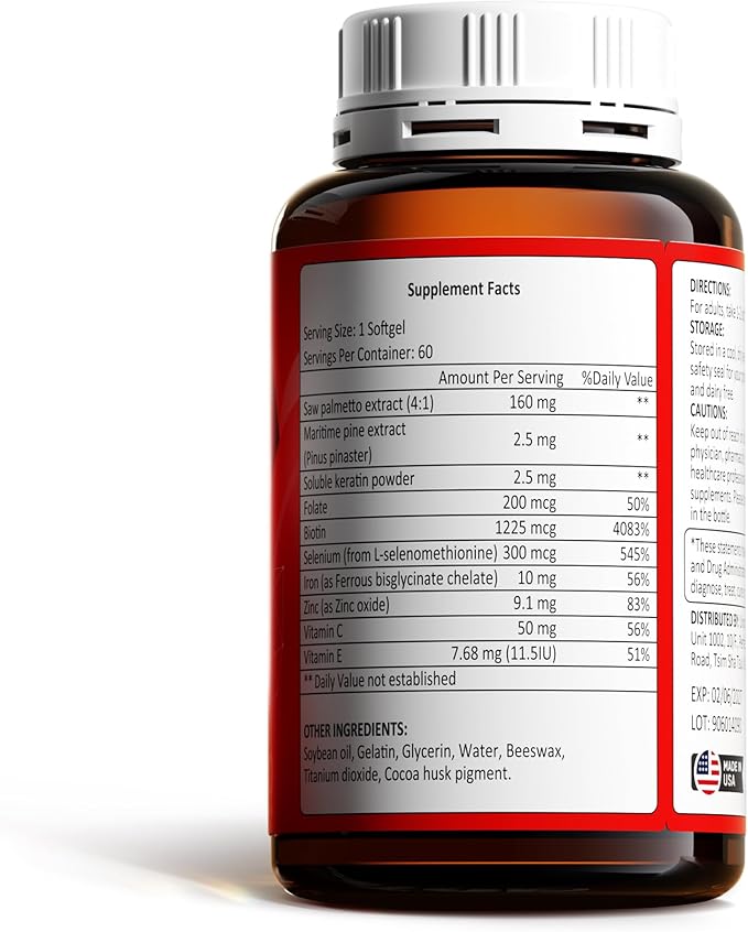 Hair Growth Supplement Hair Care Support for Strength Thickness Growth with Biotin Vitamin A C E Zinc 60 Capsules