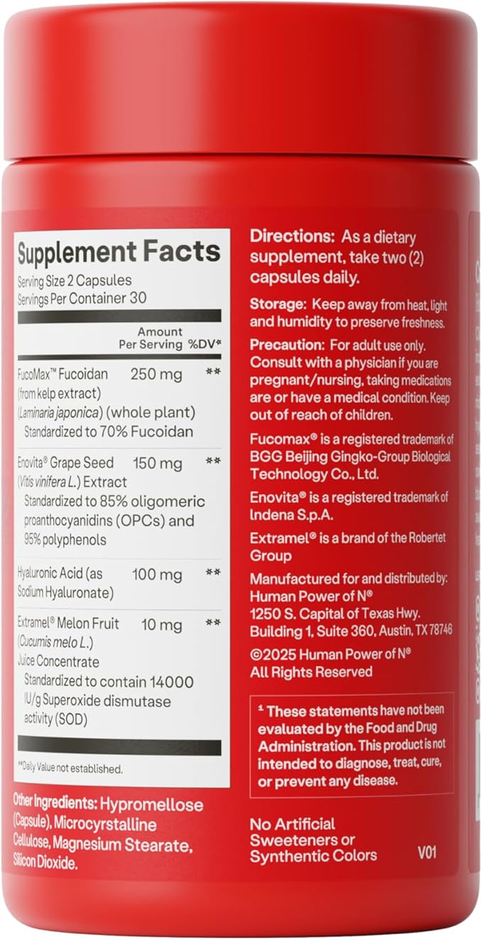 Humann Cardiovascular Health Daily 4-in-1 Vascular &amp Blood Pressure Support Grape Seed Extract &amp Hyaluronic Acid Circulation Supplement Plant-Based Non-GMO 60 Capsules