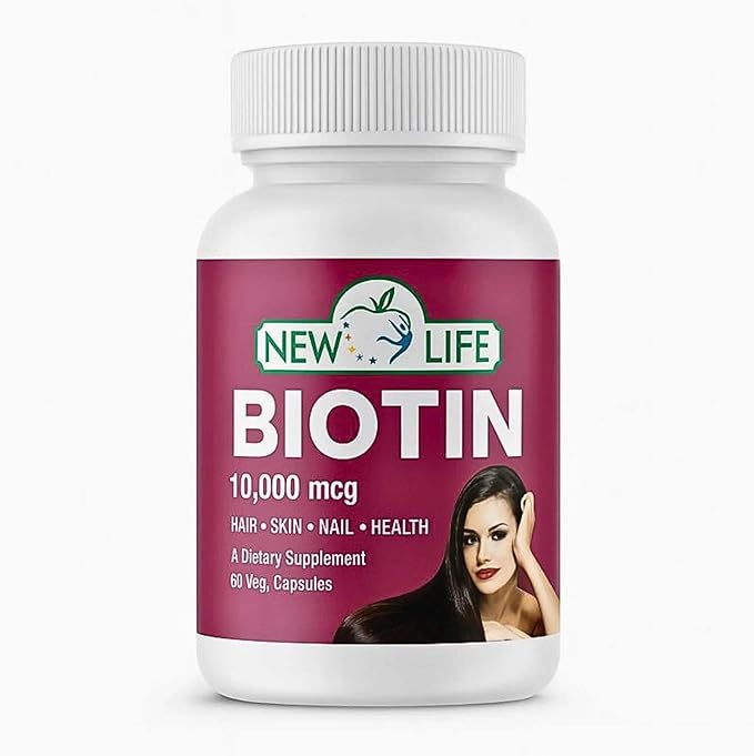 New Life Biotin 10000mg Hair Support 60 Veg Capsules 60 Capsules
