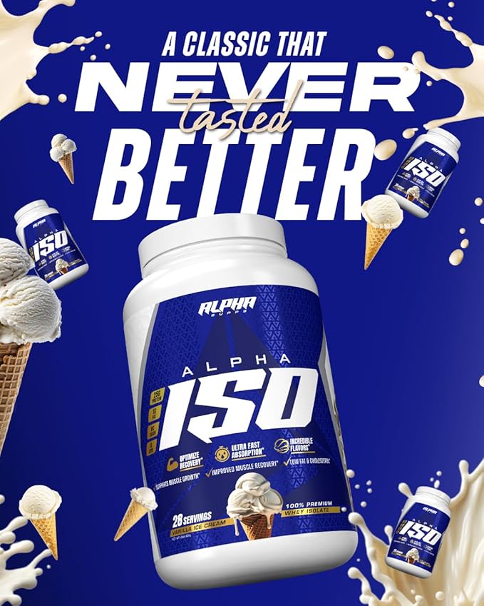 Alpha Supps ISO Low Carb 100% Whey Protein Isolate Powder 25 Grams Per Serving Helps Support Muscle Growth Low Sugar and Gluten Free (Fruity Cereal 2 lb)