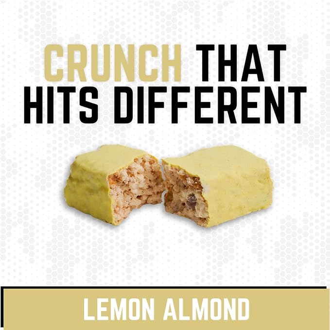 Battle Bars Crispy Protein Bar 17g Protein per serving - Gluten Free No Artificial Flavors or Colors - Verteran Owned - Lemon Almond (60g) 12 Count